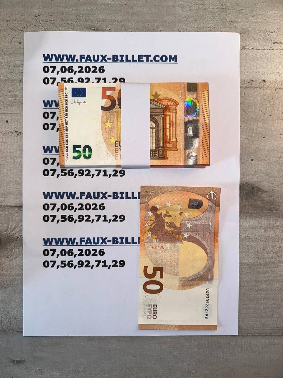 Billets d’accessoirisme pour cinéma fabriqués en Italie