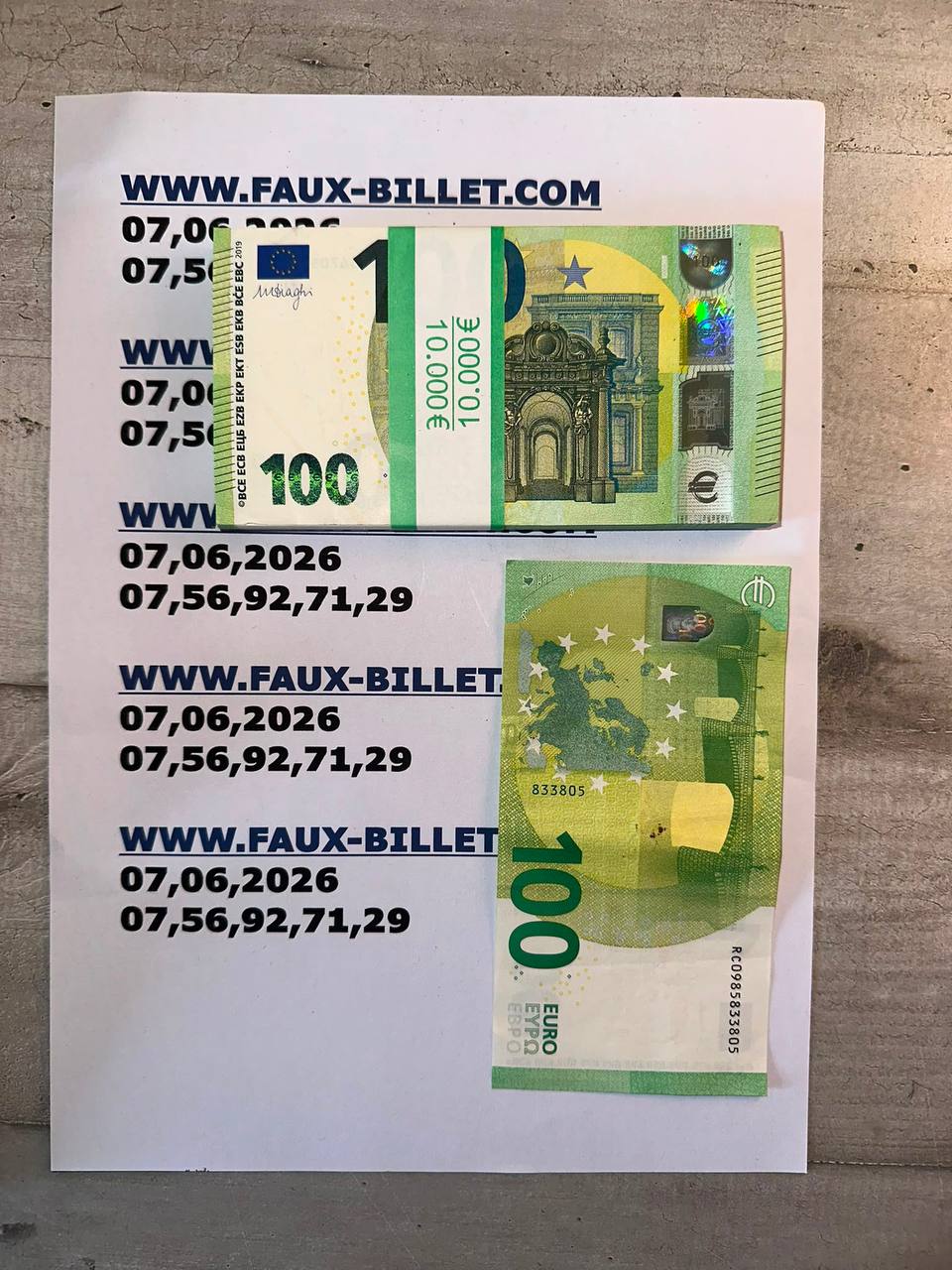 Prop money pour décor et tournage