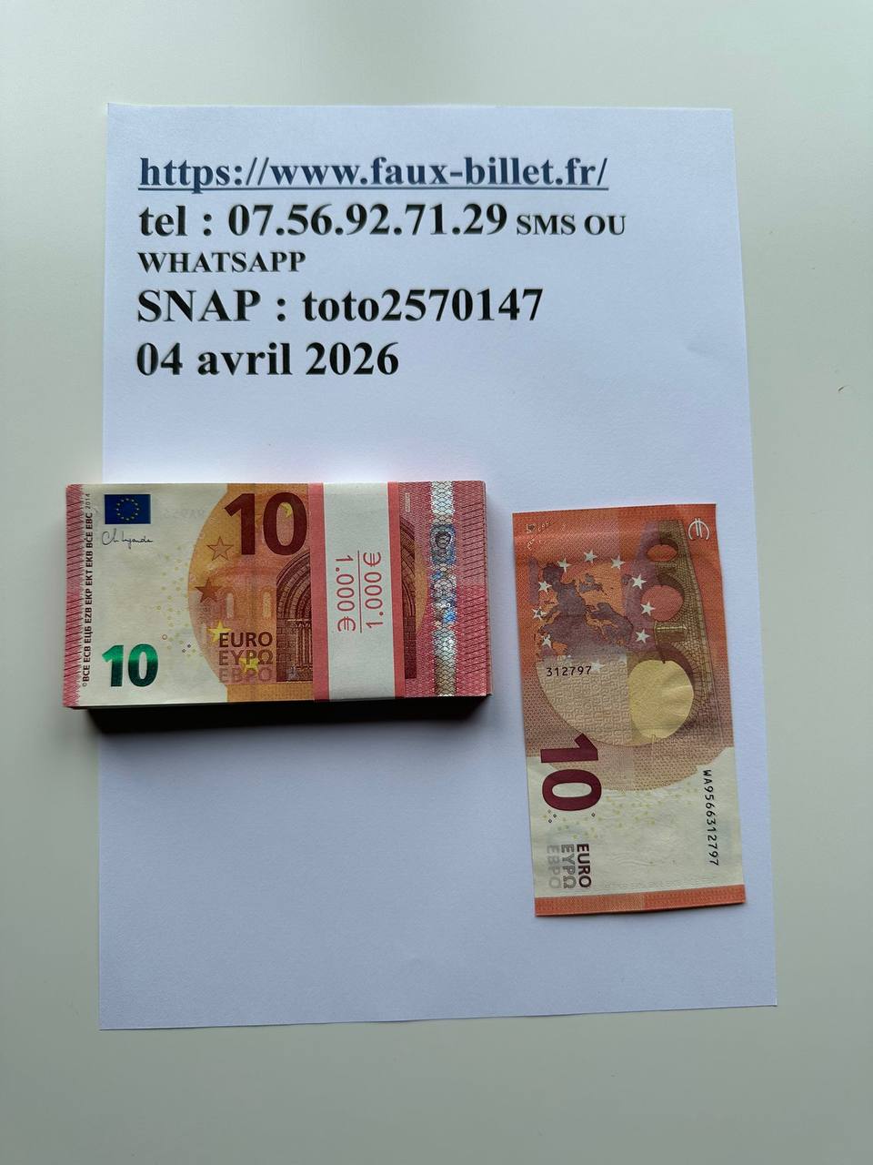 Prop money pour tournage photo et vidéo